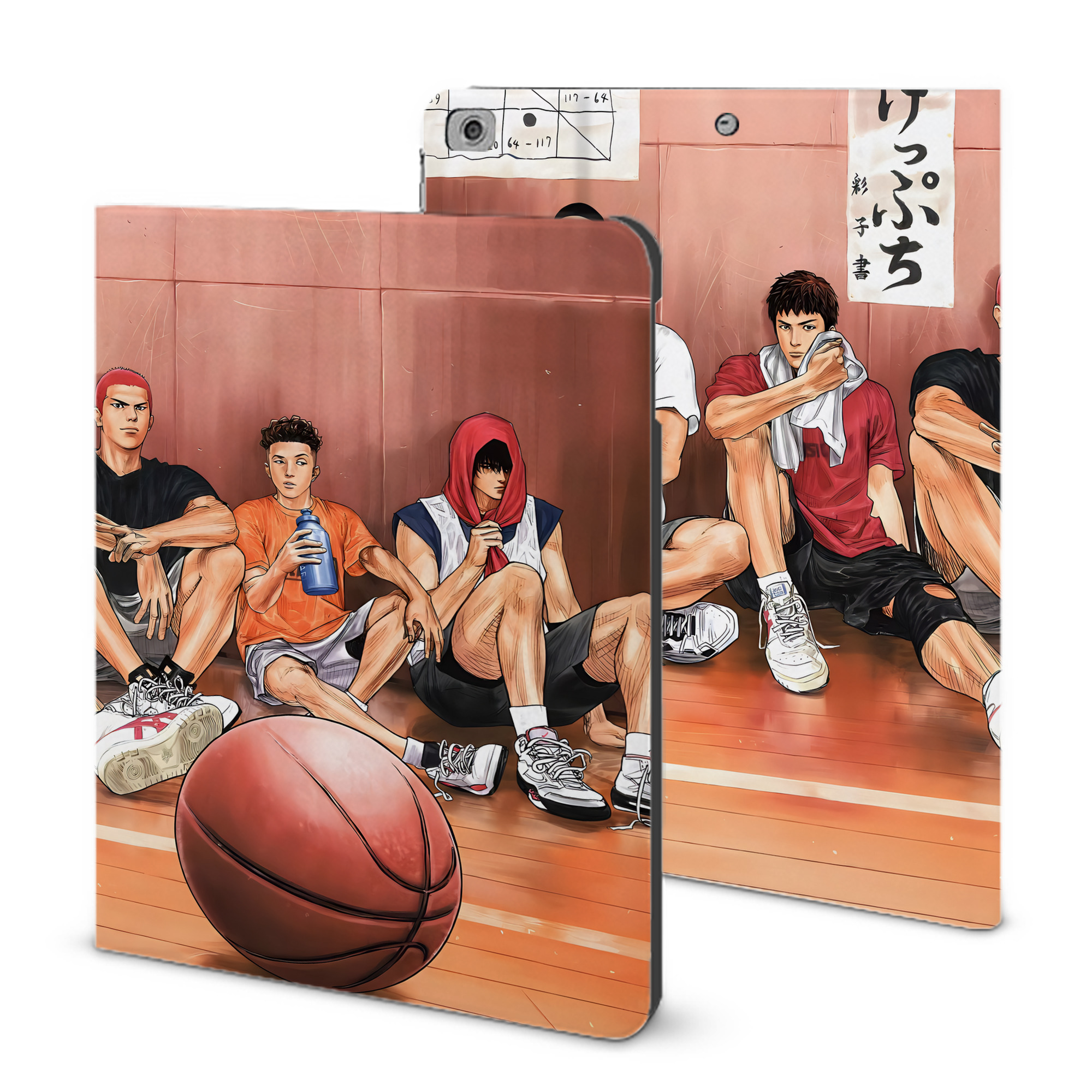 （画像用） SLAM DUNK／スラムダンク IPad ケース ブック型 PUレザー TPU 耐衝撃 軽量 薄型 ペン収納なし 全面保護 IPad 各モデル対応